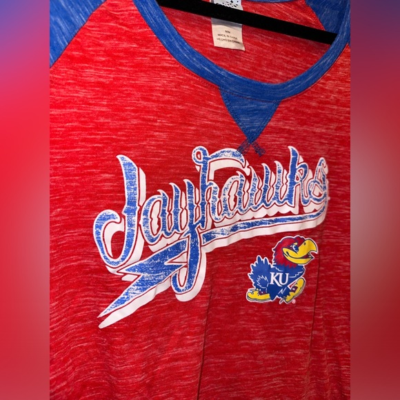 Creative Apparel University of Kansas Jayhawk Long Sleeve Tee Heathered Size M - Picture 3 of 7
